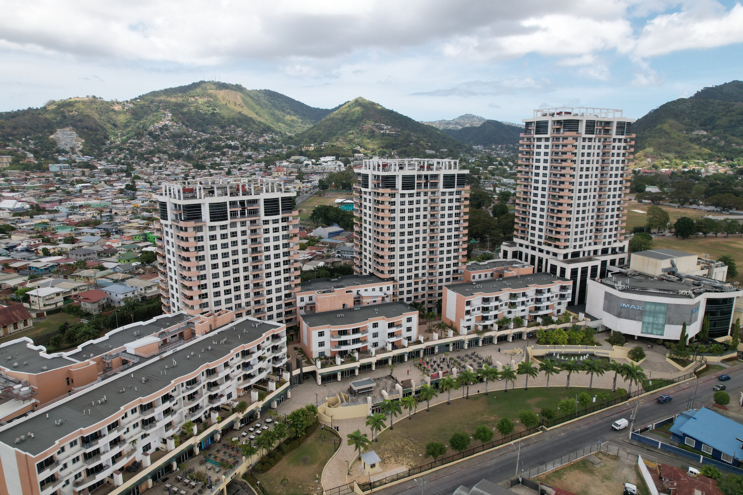 One Woodbrook Place aerial view, Port of Spain